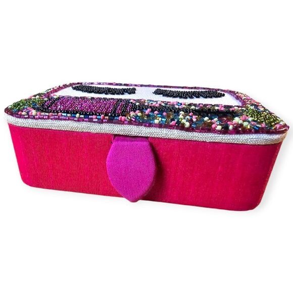 Ornate Lash Beaded Pink Multicolour Eyelash Case - Picture 3 of 9